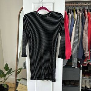 Reformation XS black striped mini dress